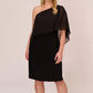 Adrianna Papell - One Shoulder Chiffon Cape Midi Dress