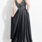 Rachel Allan - Beaded Stretch Satin Flowy Prom Gown