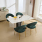 Velvet Fabric Dining Chair with Curved Backrest and Golden Metal Legs