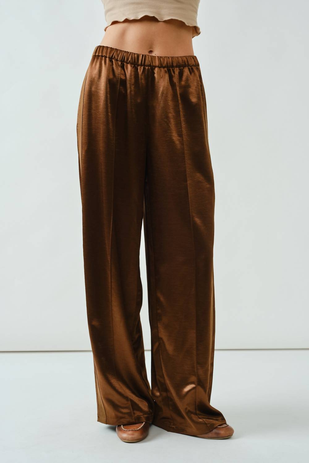 Aaron & Amber - Milo Satin Comfy Straight Pants
