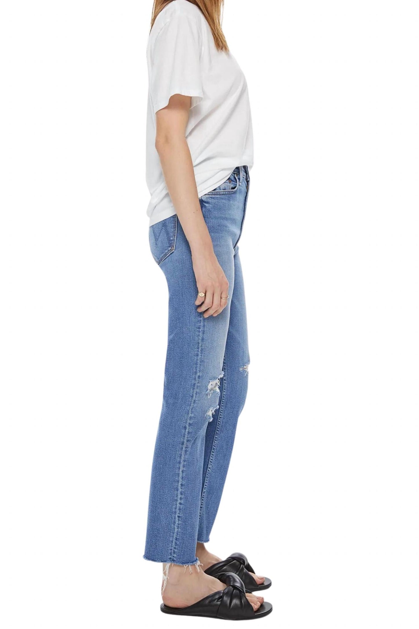 Mother - High Waist Rider Ankle Fray