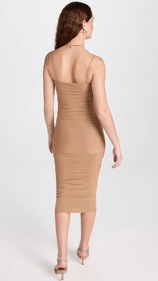 Good American - Vestido midi de malha franzida