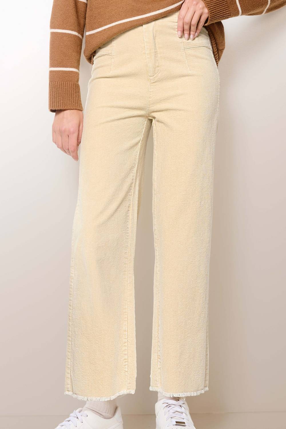 La Miel - Women's Corduroy Straight Leg Cropped Pants