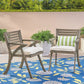 Helen Outdoor Acacia Wood Dining Chair Set of 2 - Gray / Creme