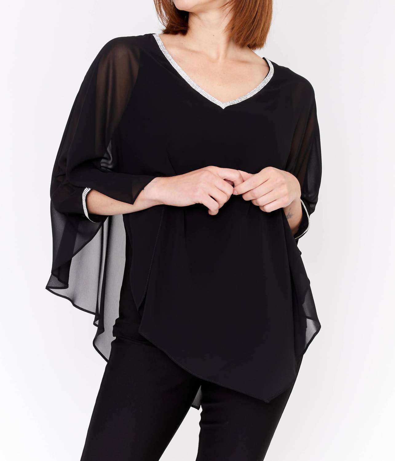 Frank Lyman - Embellished V-neck Woven Top