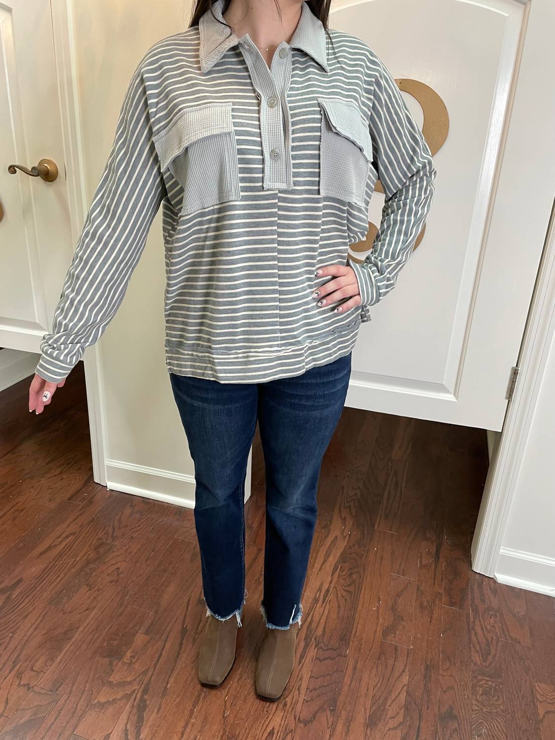 Anniewear - Serene Striped Long Sleeve Top