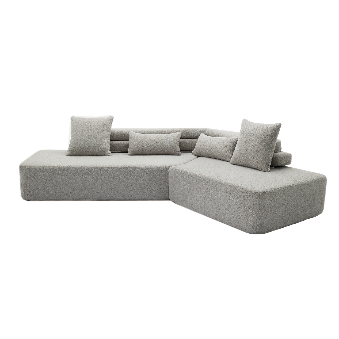 Minimalist Cloud Sectional Couch - 4-Seater in Light Gray