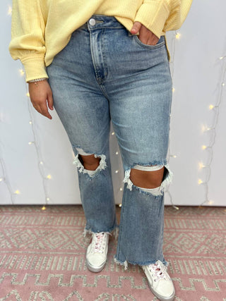 Risen - Calça Jeans Crop Reta de Cintura Alta