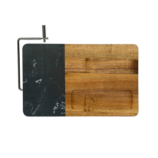 Creative Gifts International - Marble and Acacia Wood Board with Slicer