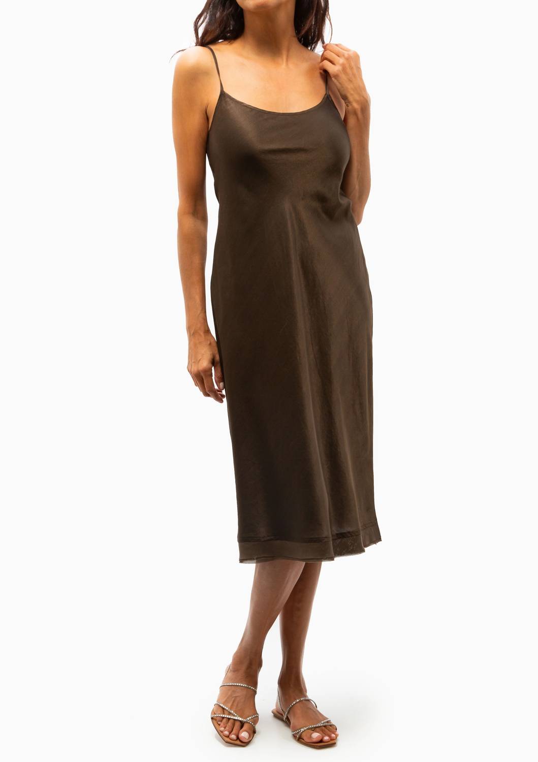 Brazeau Tricot - Porcini Classic Petal Slip Dress With Chiffon
