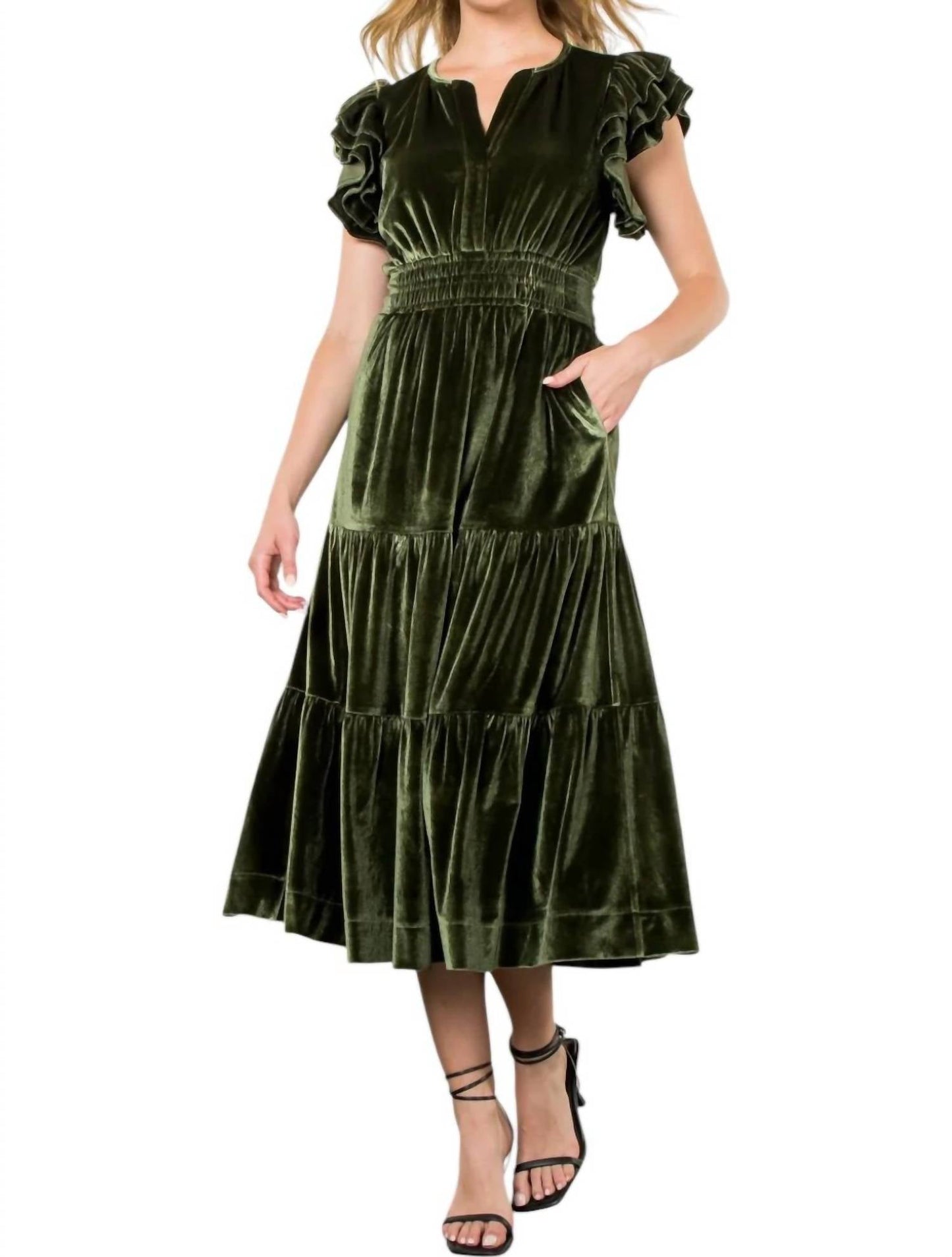 Thml - Velvet Tiered Maxi Dress