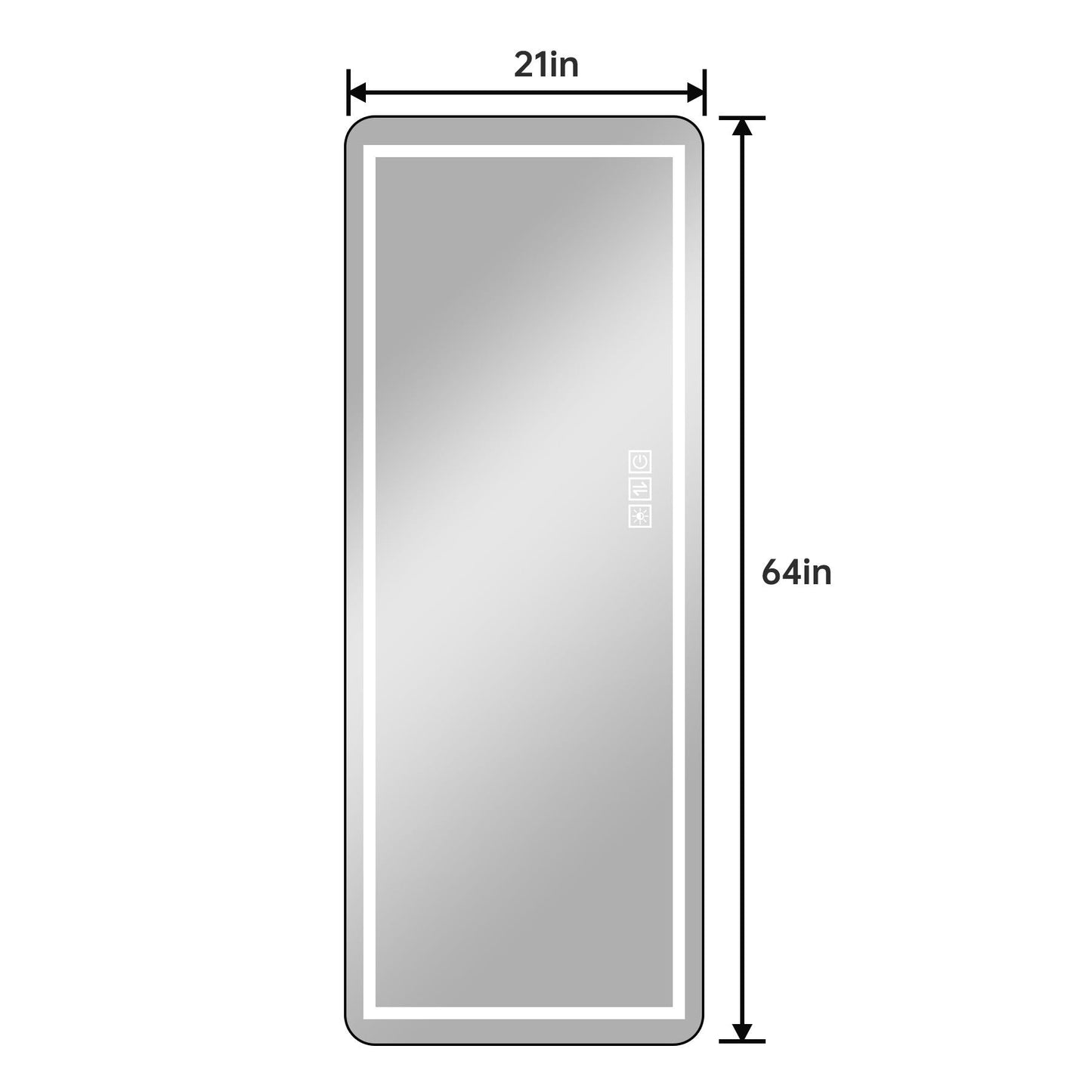 Full-Length Vertical Mirror With LED Light, Dimming Wall Mirror With Frame