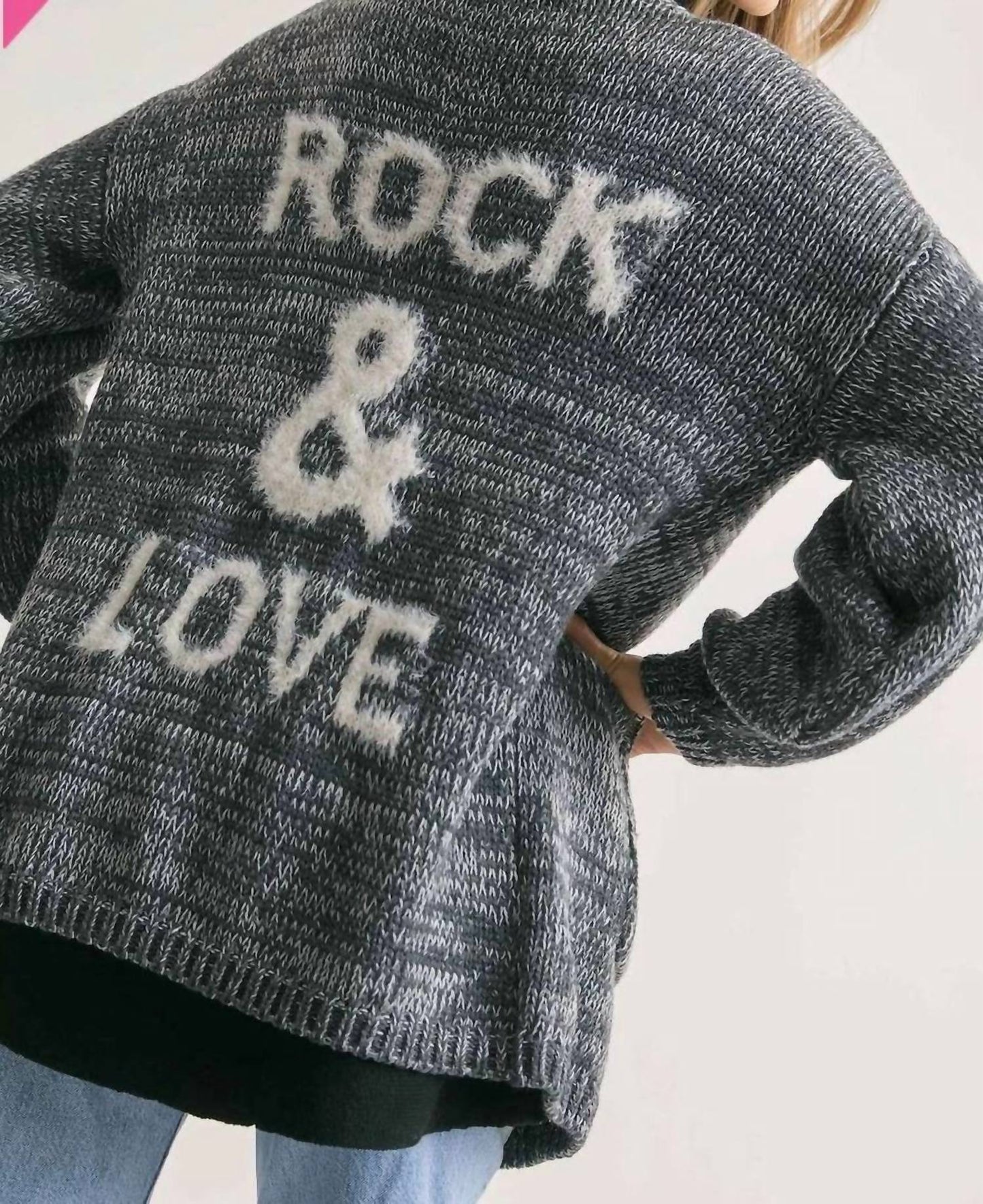 Davi & Dani - Rock & Love Oversized Cardigan With Pockets