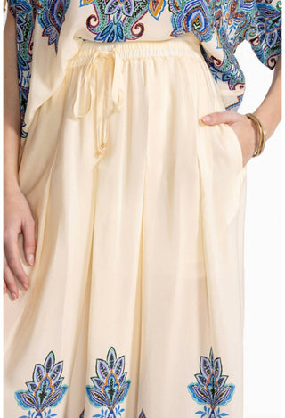 Johnny Was - CALÇA PLISSADA DE PERNA LARGA