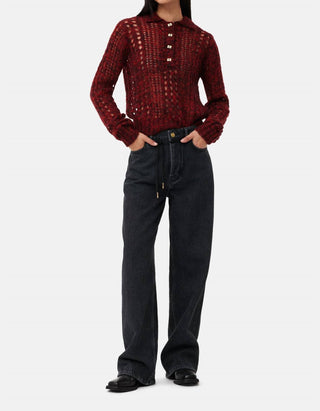 Ganni - Calça Jeans com Cordão Izey