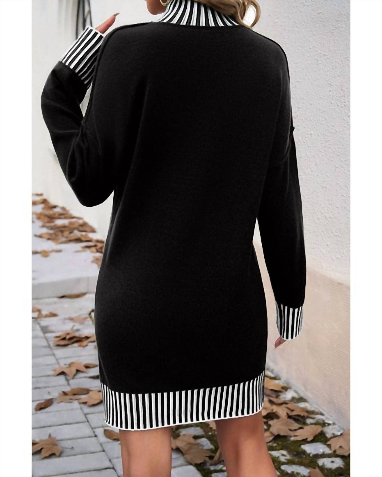 1 The Woman - Turtleneck Pullover Sweater Dress