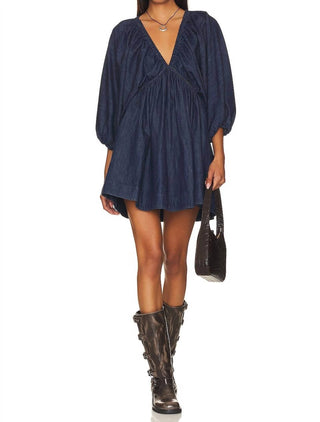 Free People - MINI VESTIDO PORTIA DENIM