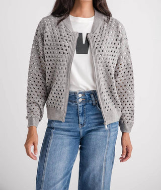 Elan - Cardigan de crochê com zíper