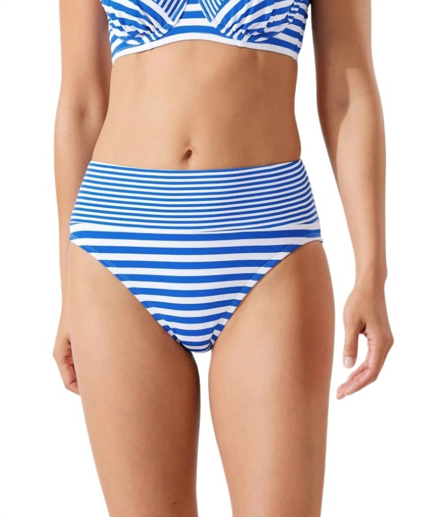 Tommy Bahama - BREAKER BAY STRIPE HIGH-WAIST BIKINI BOTTOMS