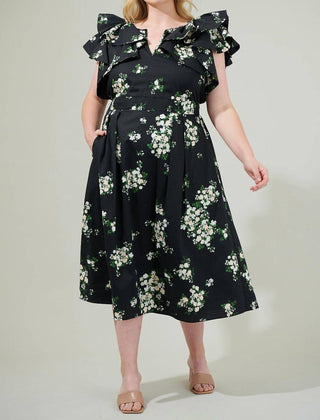 Sugarlips - Vestido midi com amarração floral Emery