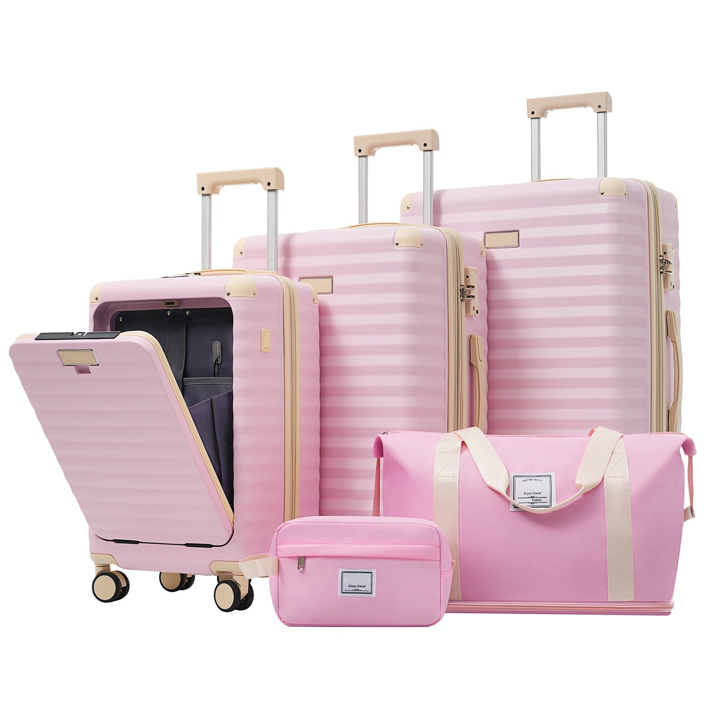 Deluxe 5-Piece Hard-Side Luggage Set with USB and TSA Security