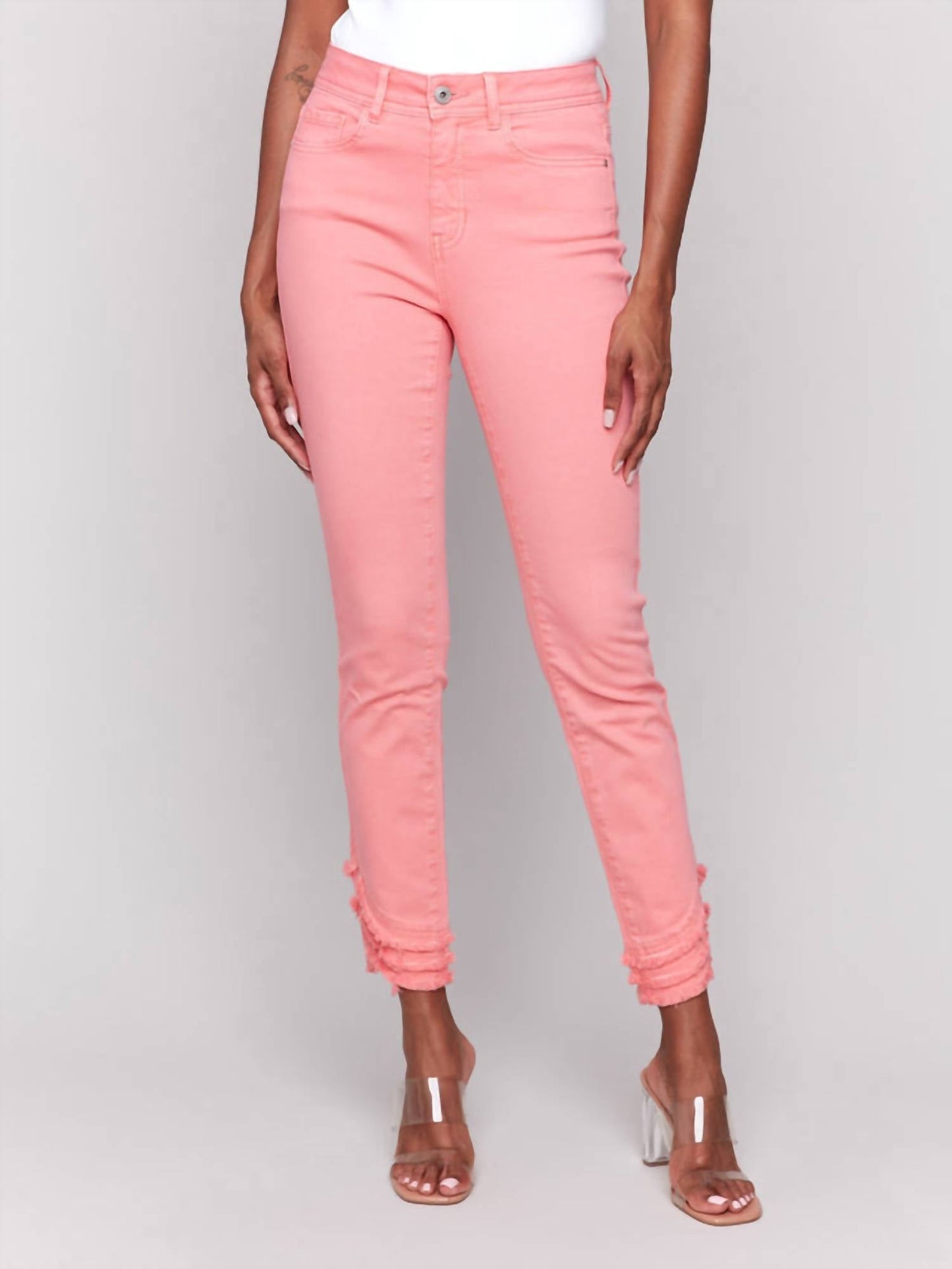 Charlie B - Frayed Hem Twill Pants