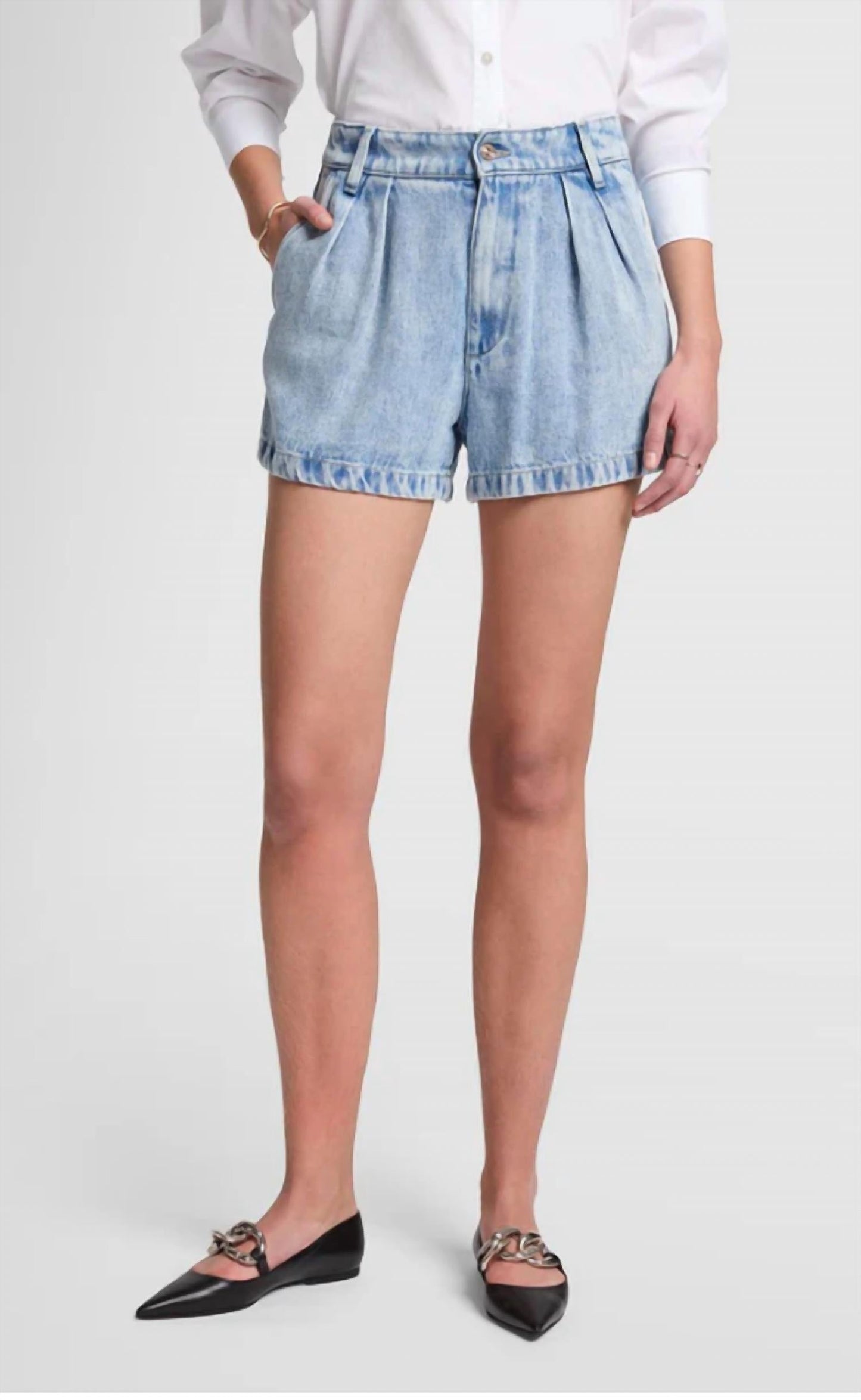 7 For All Mankind - Pleated Denim Shorts