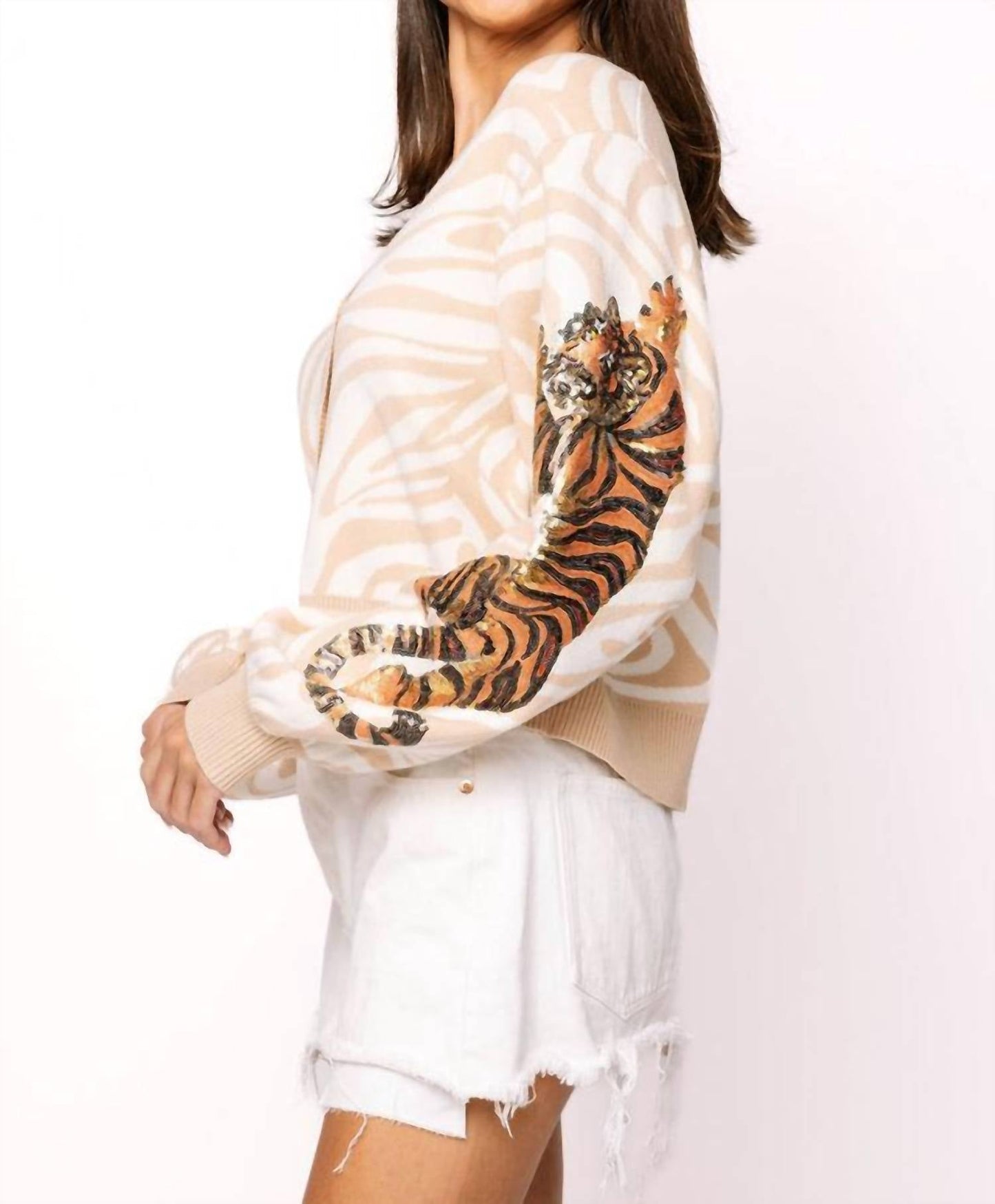 Queen Of Sparkles - Tiger On Tiger Print Cardigan