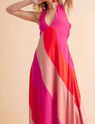 Trendsi - Vestido longo sem mangas Aemi+Co Color Block