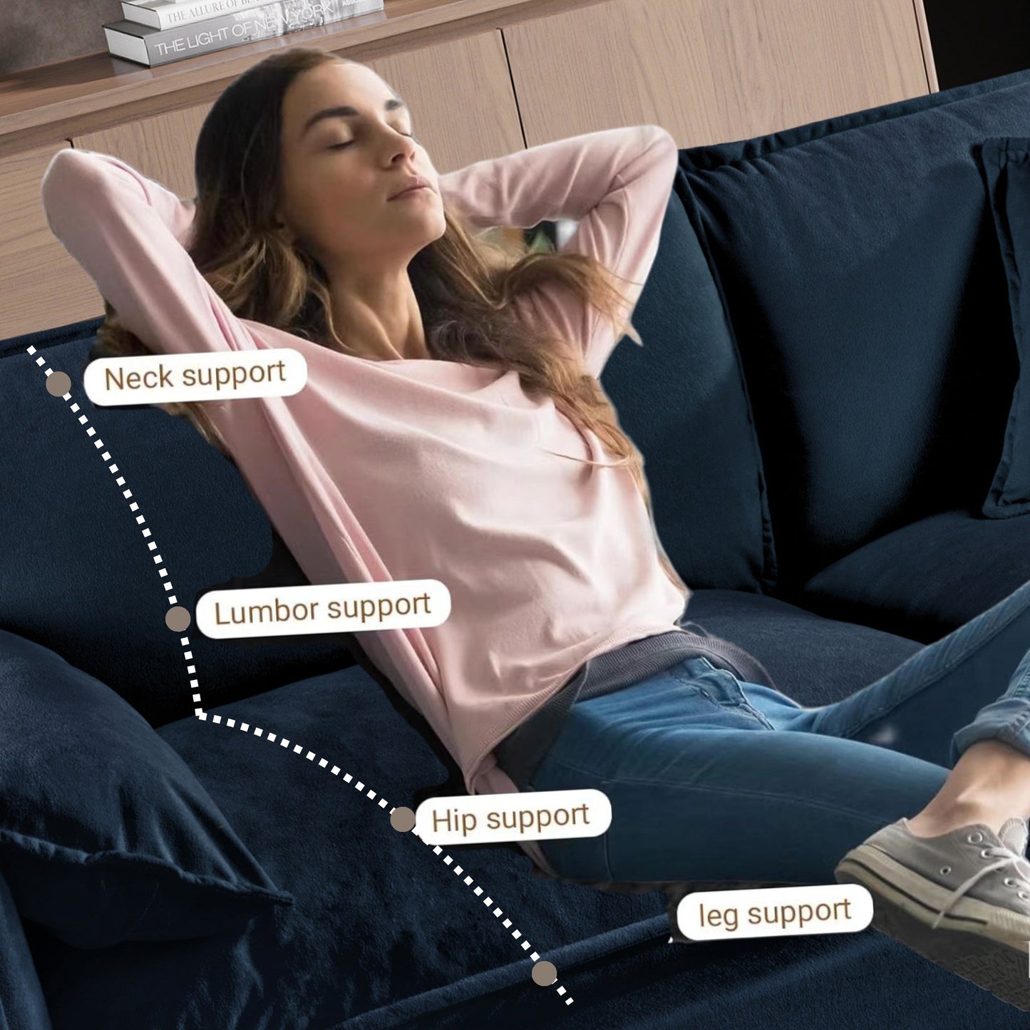 Modular Sectional Sofa Oversized Deep Seat L Shaped Couch Set for Living Room