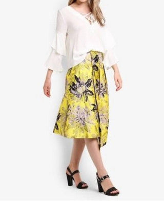 Topshop - Saia midi assimétrica com estampa floral jacquard