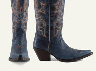 Buck &amp; Brana - Botas de vaqueira de couro fino Tessa