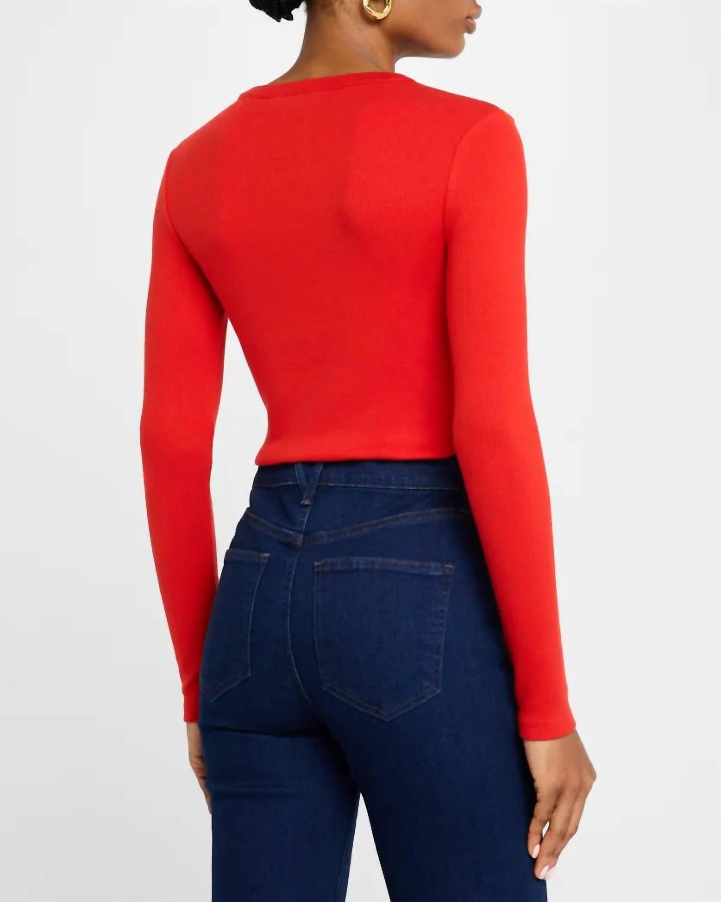 Veronica Beard - Long Sleeve Pruitt Ribbed Tee Poppy