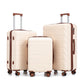 3-Piece ABS Spinner Wheel Luggage Set 20"/24"/28" Beige