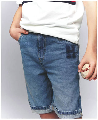 Tommy Hilfiger - Shorts jeans largos para meninos grandes