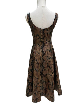 7 For All Mankind - Snake Faux Leather Square Neck Sleeveless Midi Dress