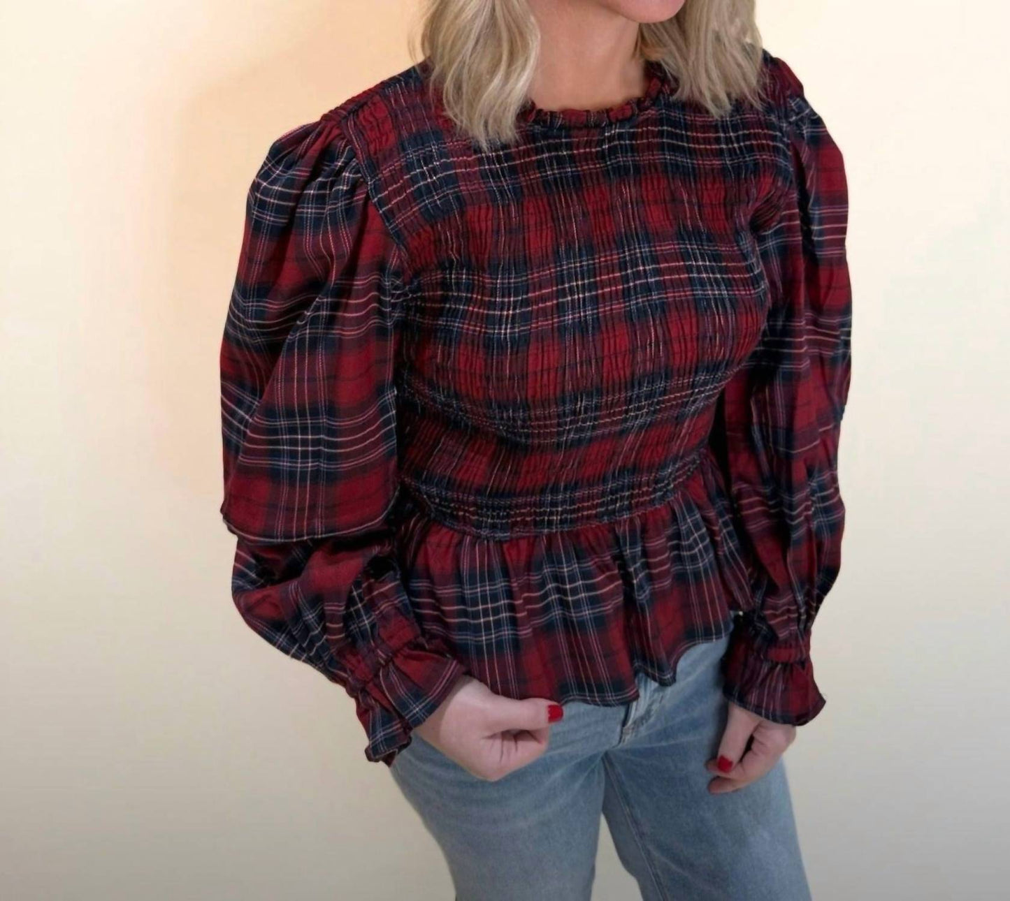&Merci - Halia Puff Sleeve Peplum Top