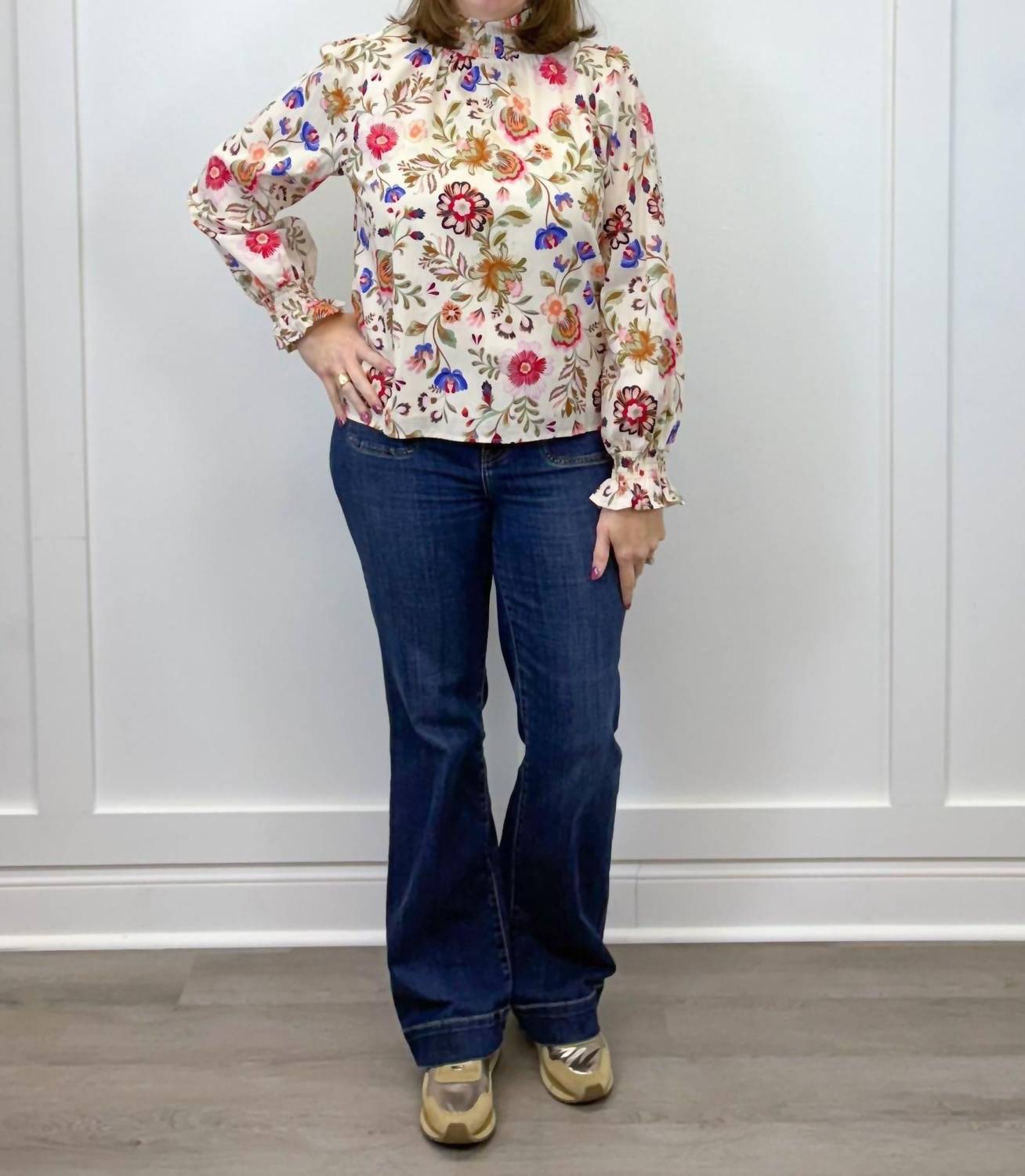 &Merci - Everly Floral Smock Neck Blouse