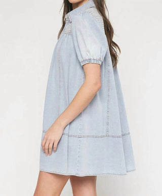 Entro - Denim Smocked Dress