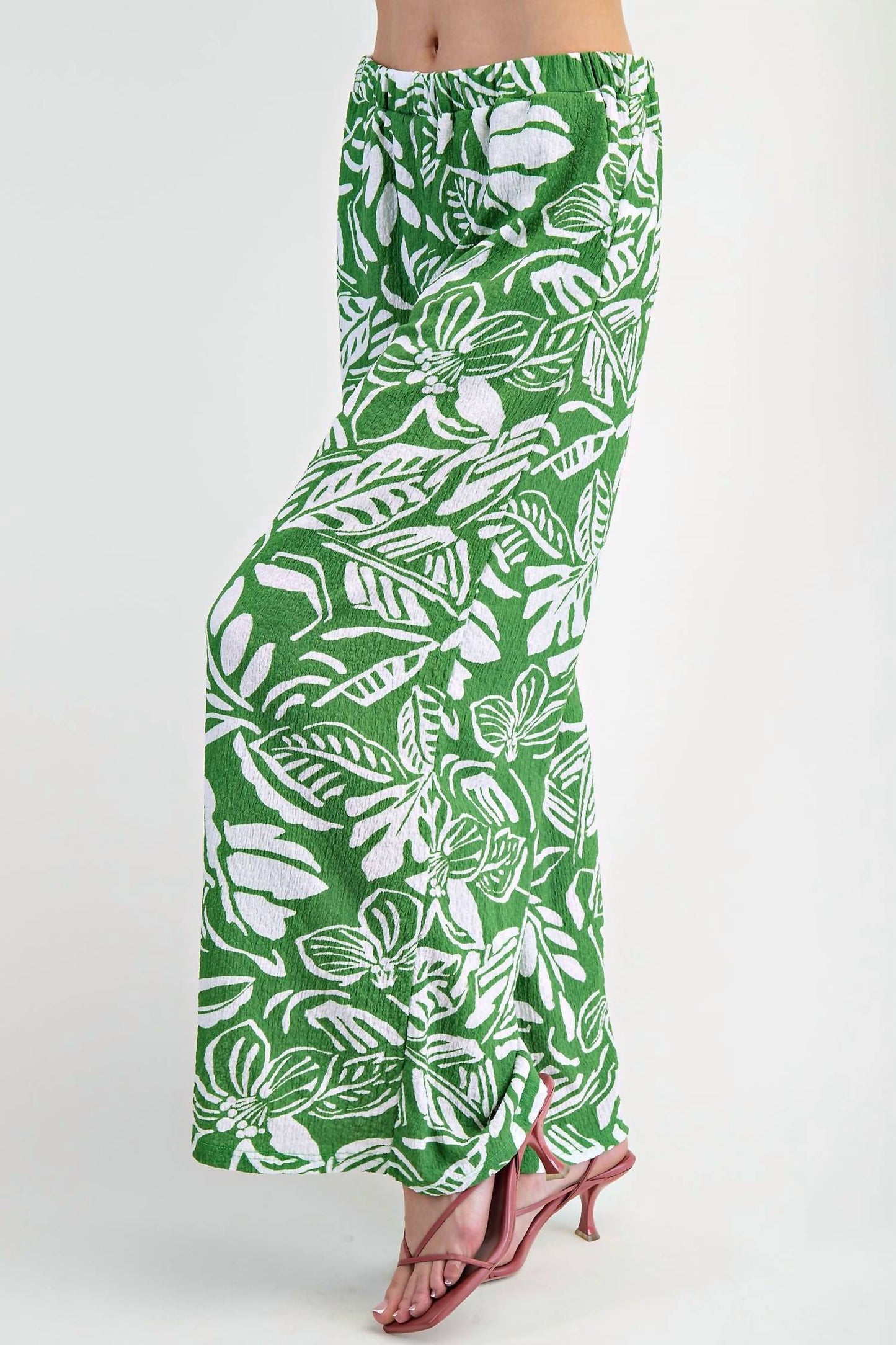 Easel - Tropical Popcorn Knit Pants - Plus