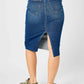 Judy Blue - Mid Length Denim Skirt With Slit In Back