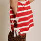 Bibi - Glamory Side-tie Striped Sweater Knit Top