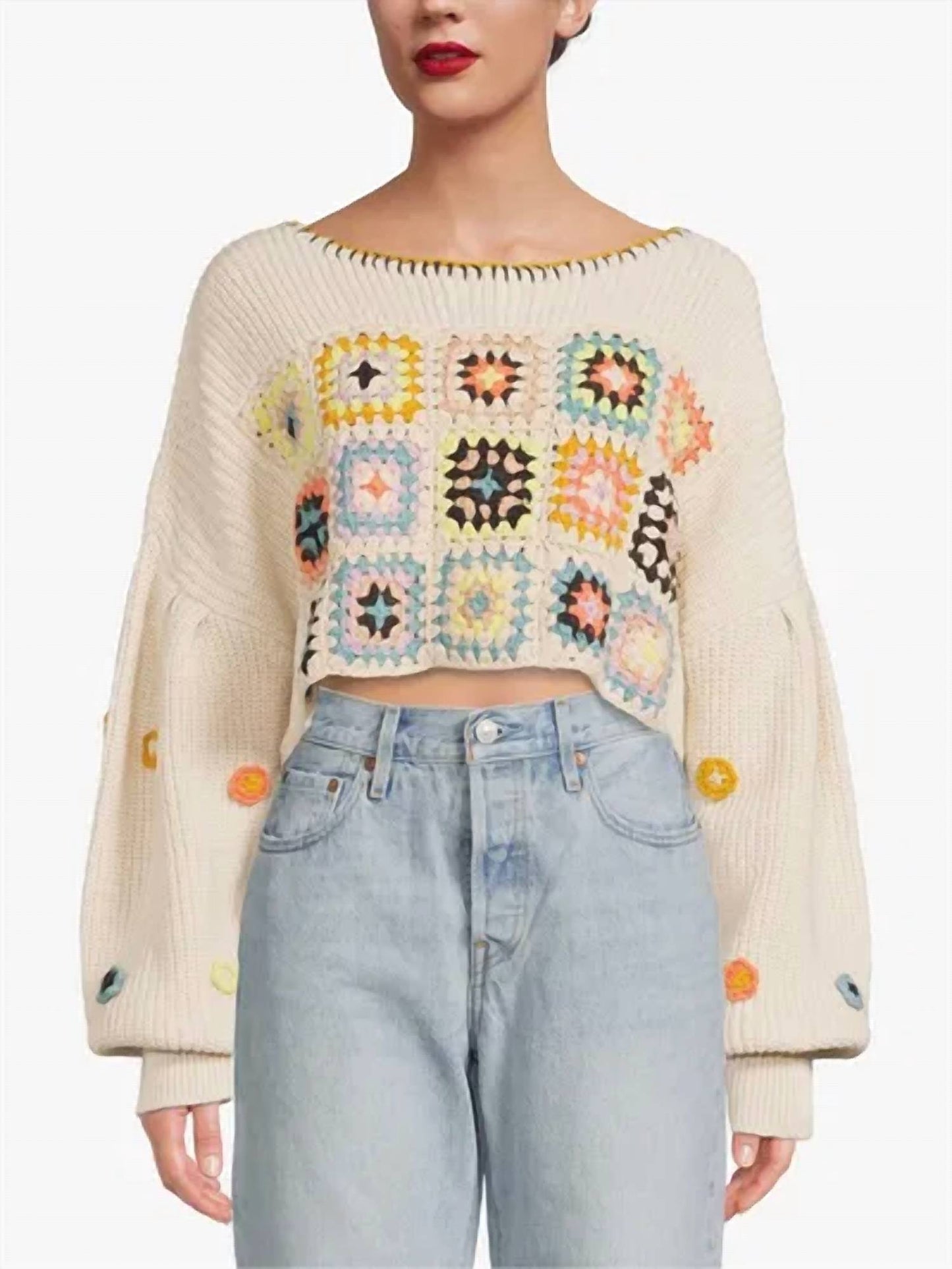 Free People - Dahlia Crochet Pullover Sweater