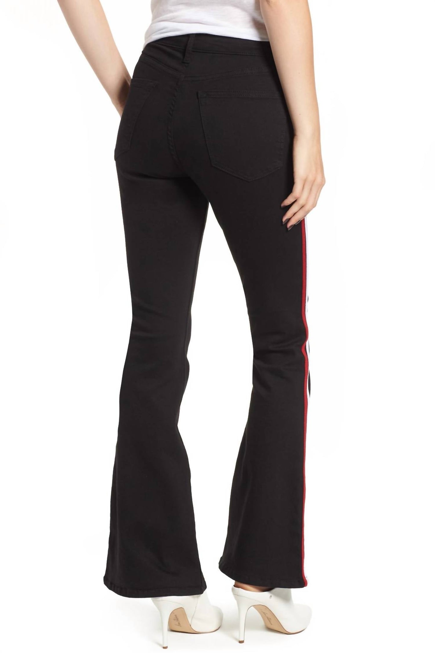 Topshop - Jamie Moto High Waisted Side Stripe Flare Jeans