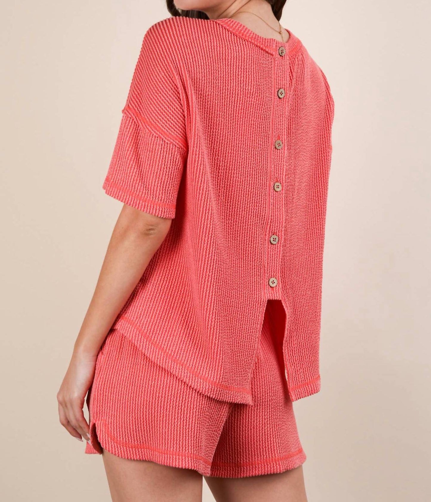Very J - Oversized Two Tone Double Knit Top & Shorts