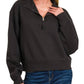 Zenana - Half Zip Fleece Sweatshirt