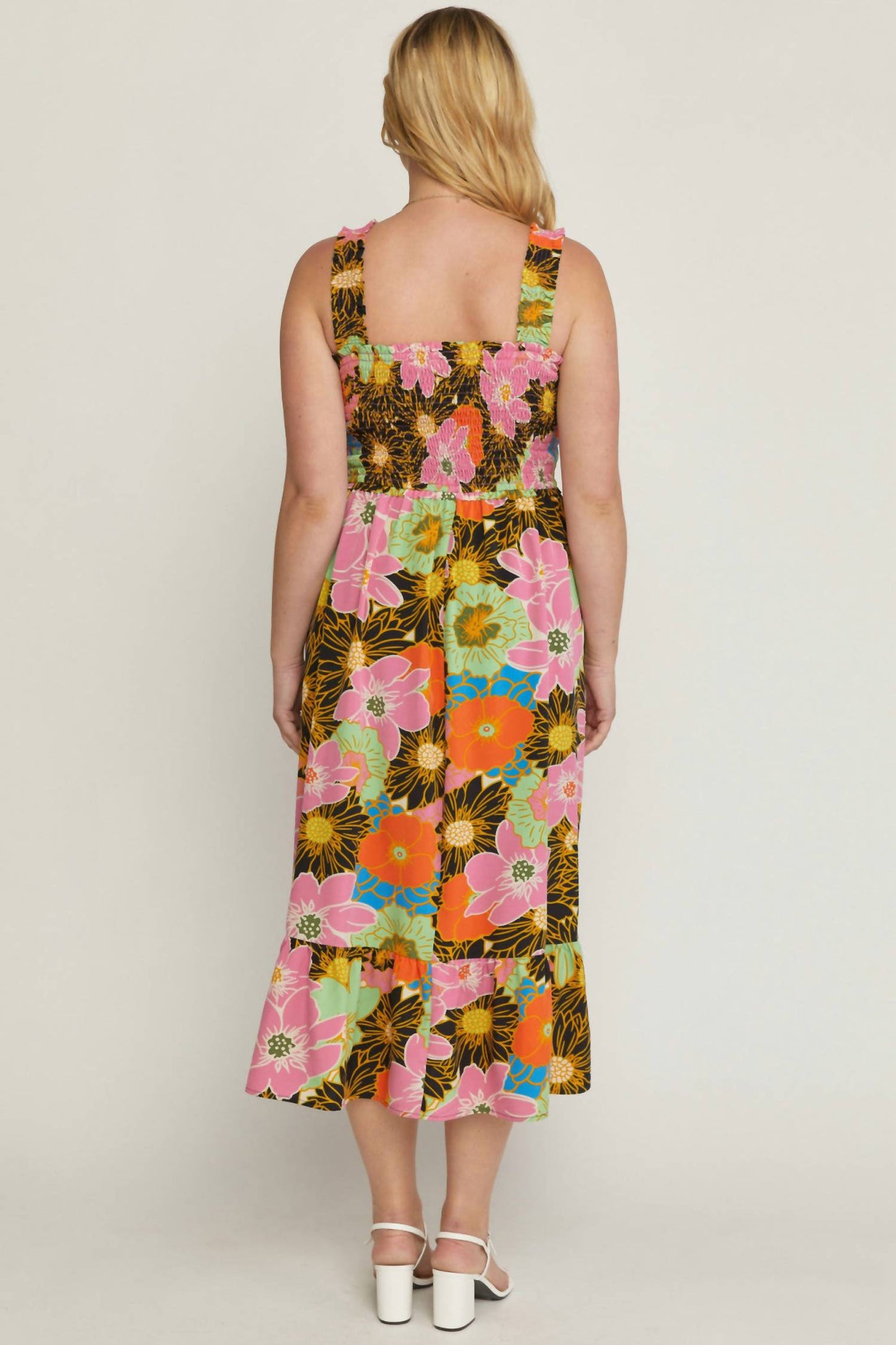Entro - Floral Smocked Midi Dress