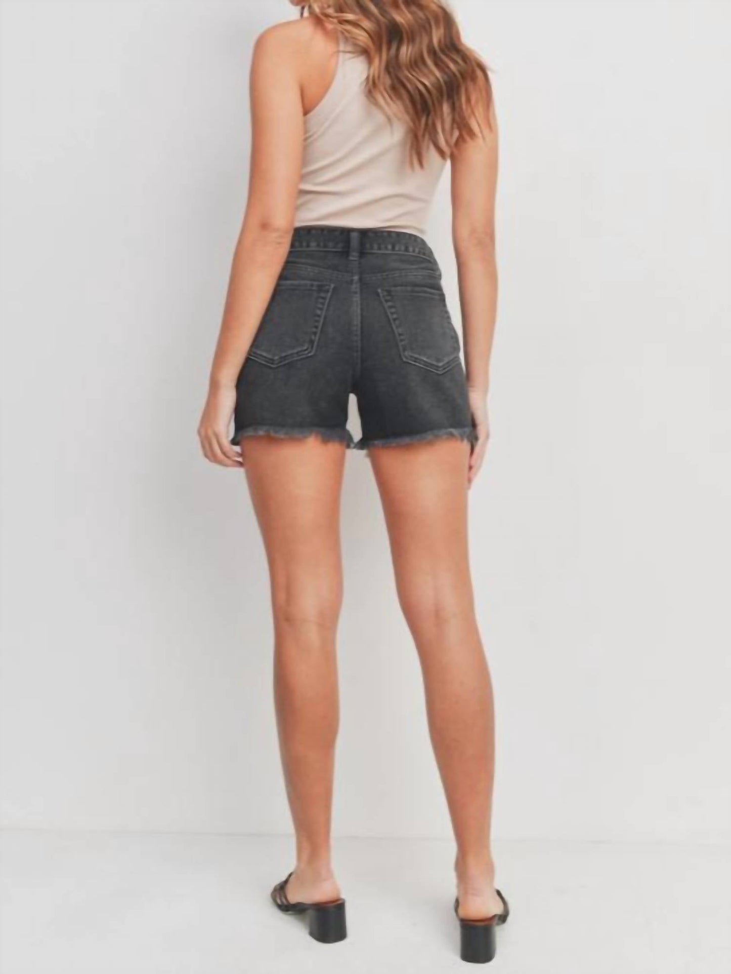 Judy Blue - High Rise Hem Detail Shorts Black