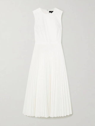 Teoria - Vestido midi plissado em popeline
