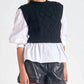 Elan - Colete de malha trançada com blusa anexada
